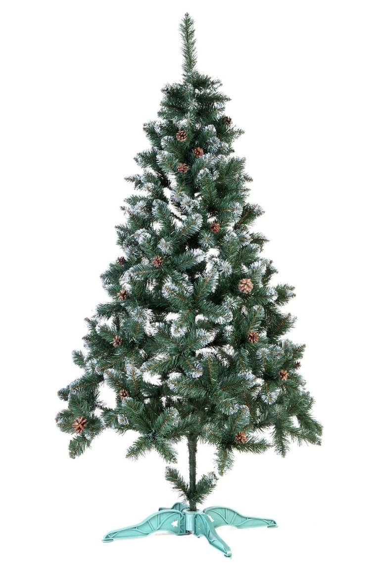 Искусственная елка "Лидия с шишками" с белыми кончиками высота 180 см диаметр 110 см