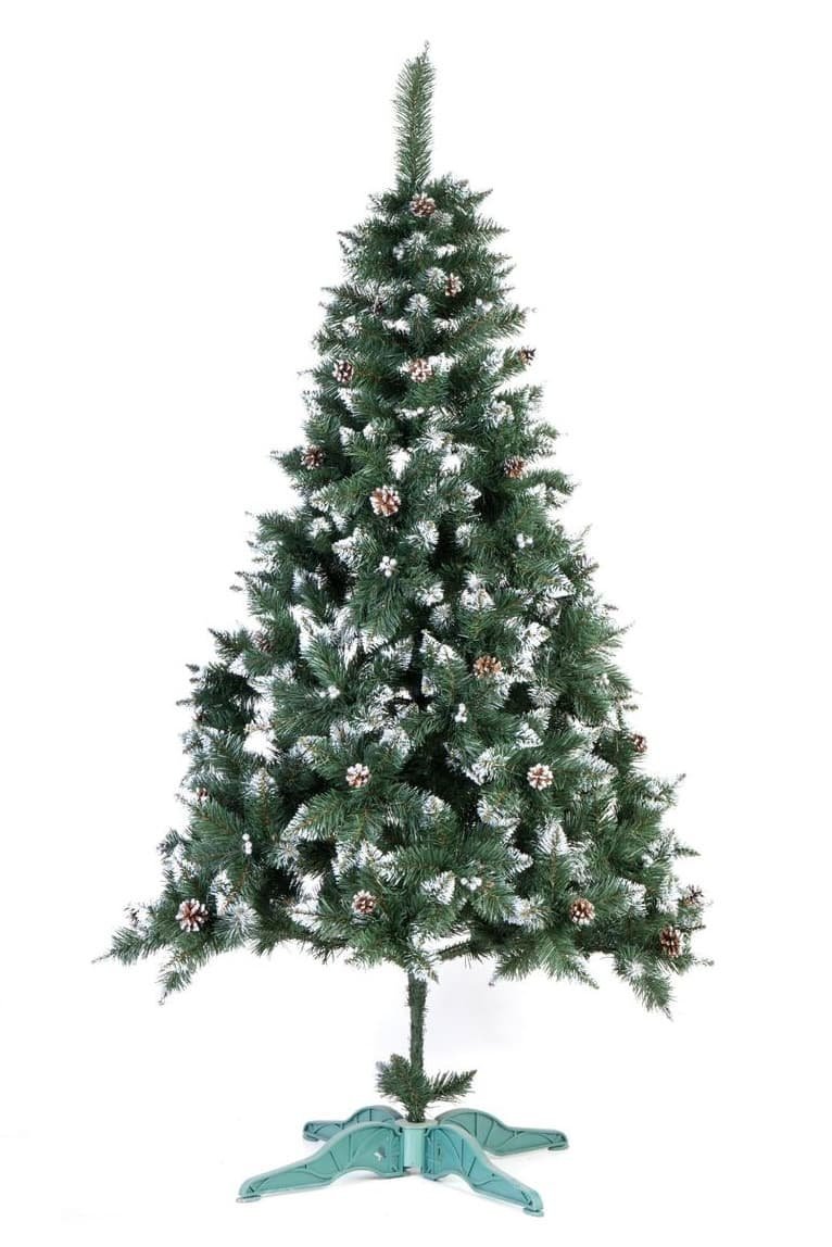 Искусственная елка "Сибирь" с серебристыми шишками и рябиной высота 150 см диаметр 90 см