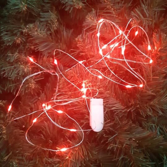 LED гирлянда на батарейках 3 метра, красный свет