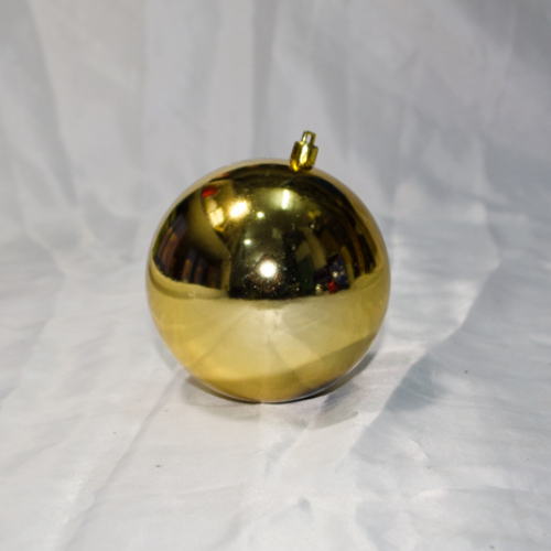 Большая елочная игрушка шар золотого цвета для украшения елок и интерьера 10 см