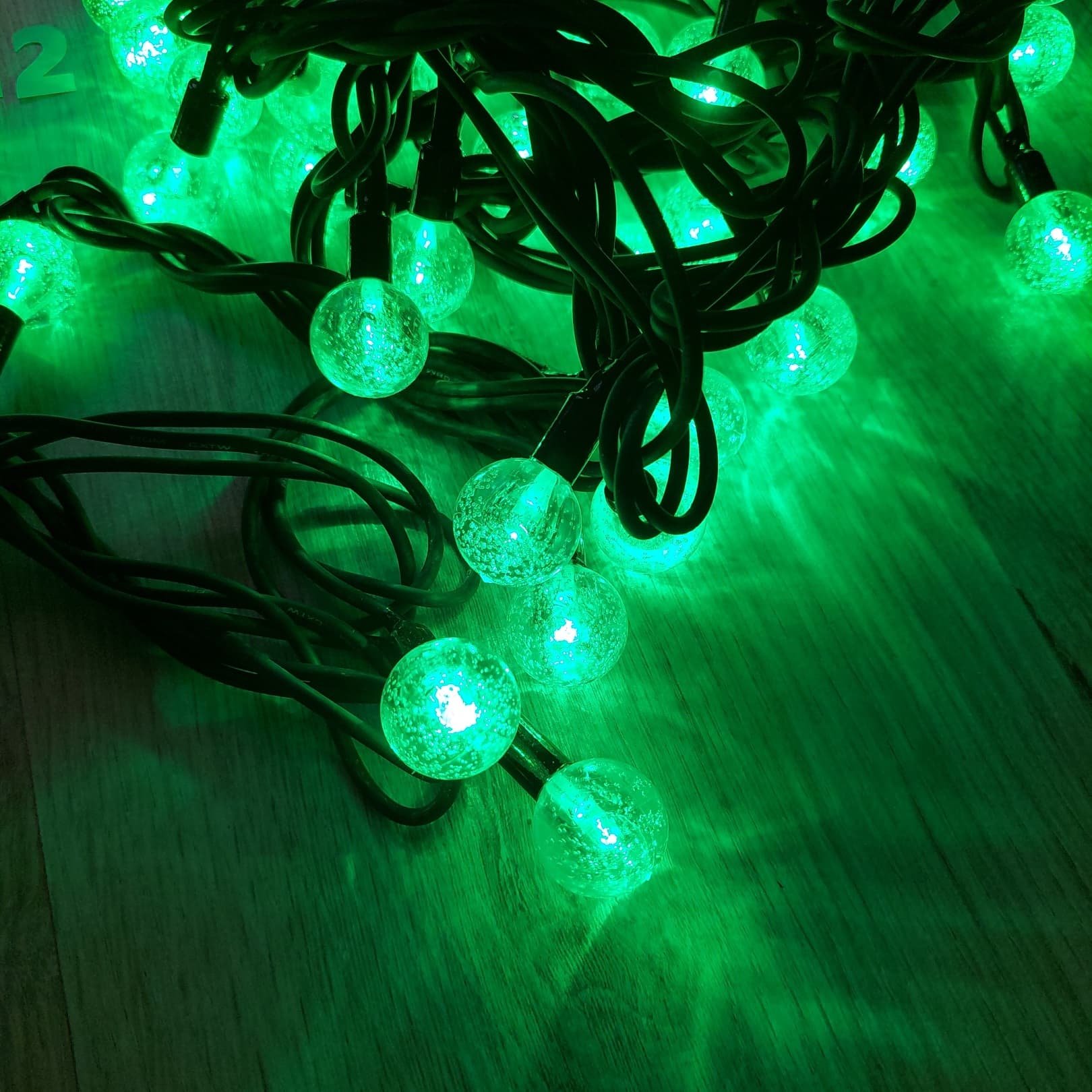 Световая led гирлянда "Шарики" 9 метров, зелёный цвет (НГ-223)